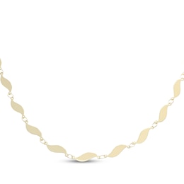 3mm Flame-Shaped Link Chain Necklace Solid 10K Yellow Gold 18"