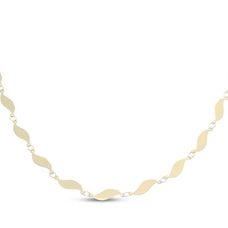 Main Image 1 of 3mm Flame-Shaped Link Chain Necklace Solid 10K Yellow Gold 18"