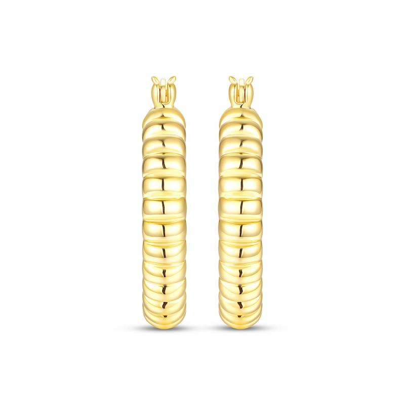 Main Image 2 of Ribbed Hoop Earrings 24K Yellow Gold Vermeil Sterling Silver