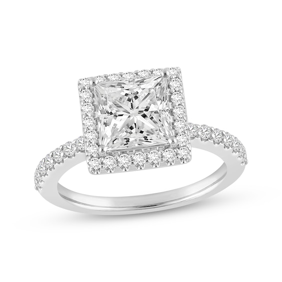 Adore Lab-Grown Diamonds Princess-Cut Halo Engagement Ring 3 ct tw 14K White Gold