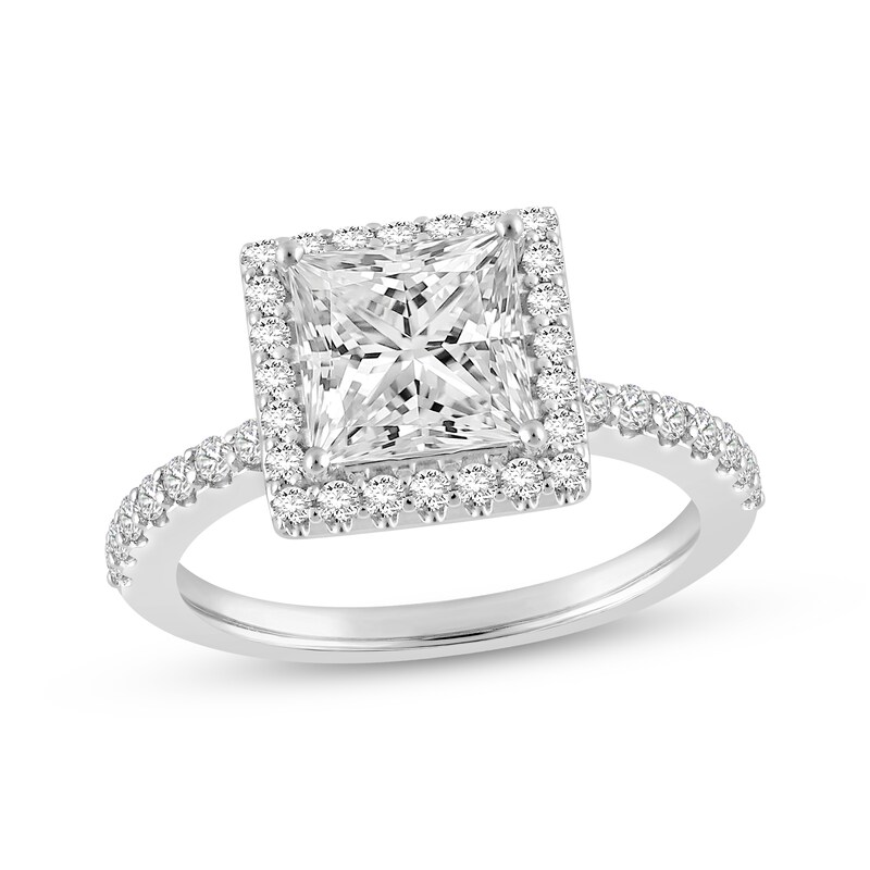 Main Image 1 of Adore Lab-Grown Diamonds Princess-Cut Halo Engagement Ring 3 ct tw 14K White Gold