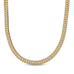 7.6mm Curb Chain Necklace Hollow 10K Yellow Gold 22"