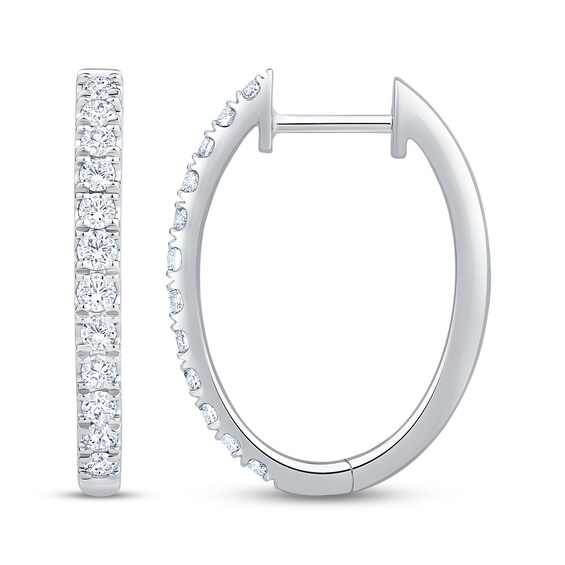 Adore Heirloom Certified Diamond Oval Hoop Earrings 1/2 ct tw 18K White Gold