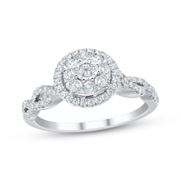 Adore Round-Cut Diamond Double Halo Engagement Ring 1/2 ct tw 10K White Gold