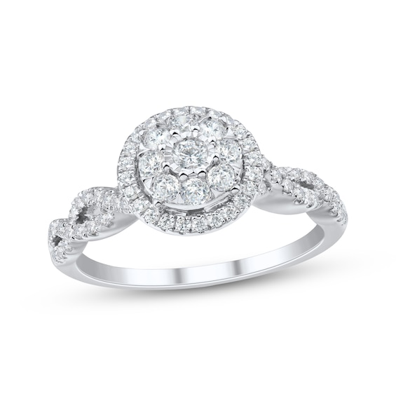 Adore Round-Cut Diamond Double Halo Engagement Ring 1/2 ct tw 10K White Gold