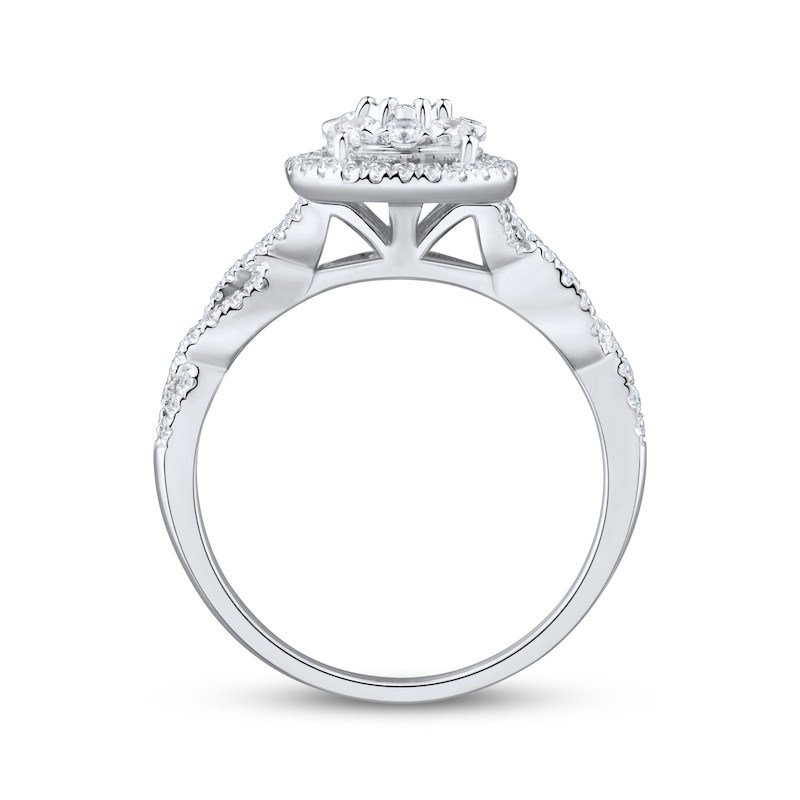 Main Image 2 of Adore Round-Cut Diamond Double Halo Engagement Ring 1/2 ct tw 10K White Gold