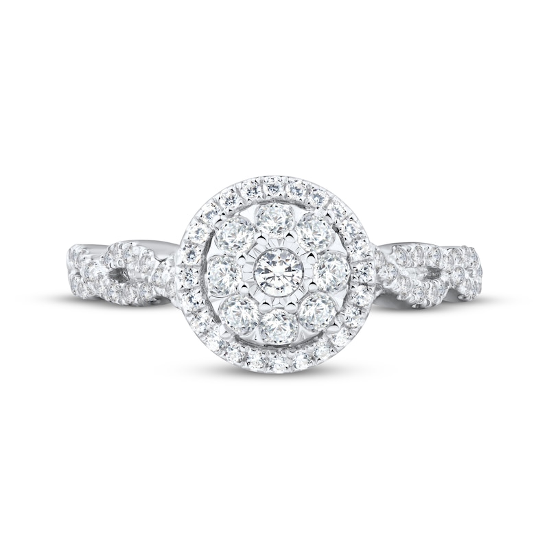 Main Image 3 of Adore Round-Cut Diamond Double Halo Engagement Ring 1/2 ct tw 10K White Gold