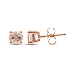 Morganite Solitaire Stud Earrings 10K Rose Gold