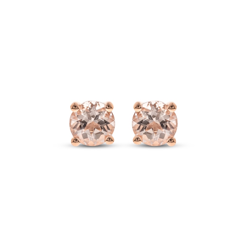 Main Image 2 of Morganite Solitaire Stud Earrings 10K Rose Gold