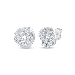 Diamond Love Knot Stud Earrings 1/3 ct tw 10K White Gold