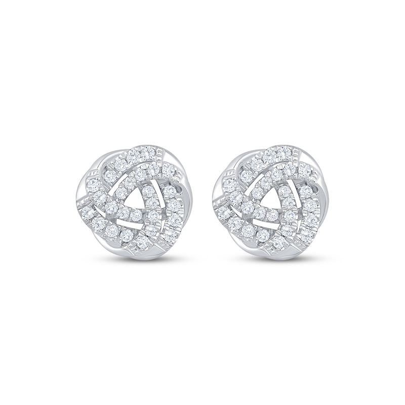 Main Image 2 of Diamond Love Knot Stud Earrings 1/3 ct tw 10K White Gold