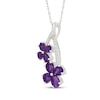 Thumbnail Image 2 of Pear-Shaped Amethyst & White Lab-Created Sapphire Flower Necklace Sterling Silver 18"