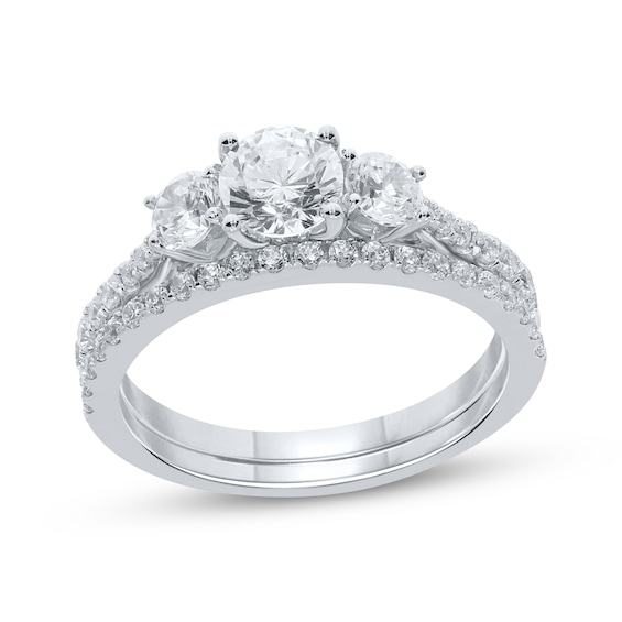 Adore Round-Cut Diamond Three-Stone Bridal Set 1-1/2 ct tw 14K White Gold