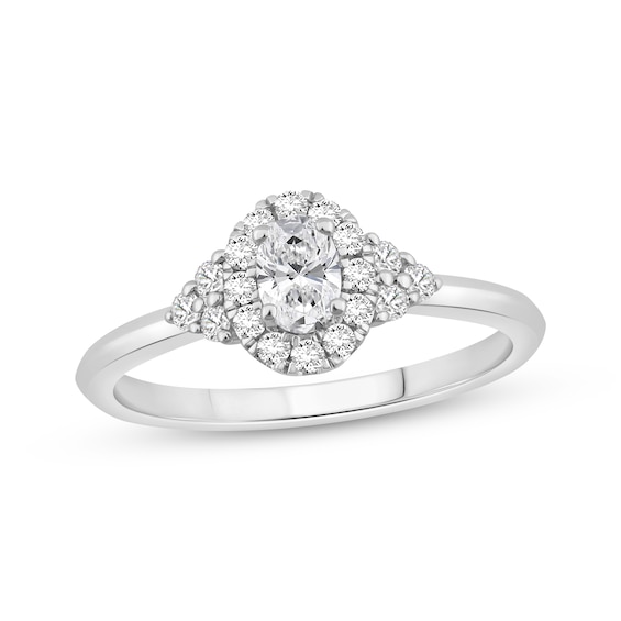 Adore Lab-Grown Diamonds Oval-Cut Halo Engagement Ring 1/2 ct tw 10K White Gold
