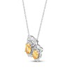 Thumbnail Image 2 of Mother & Baby Owl Oval-Cut Citrine & Diamond Accent Necklace Sterling Silver 18"