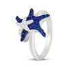 Thumbnail Image 2 of Blue & White Lab-Created Sapphire Starfish Ring Sterling Silver