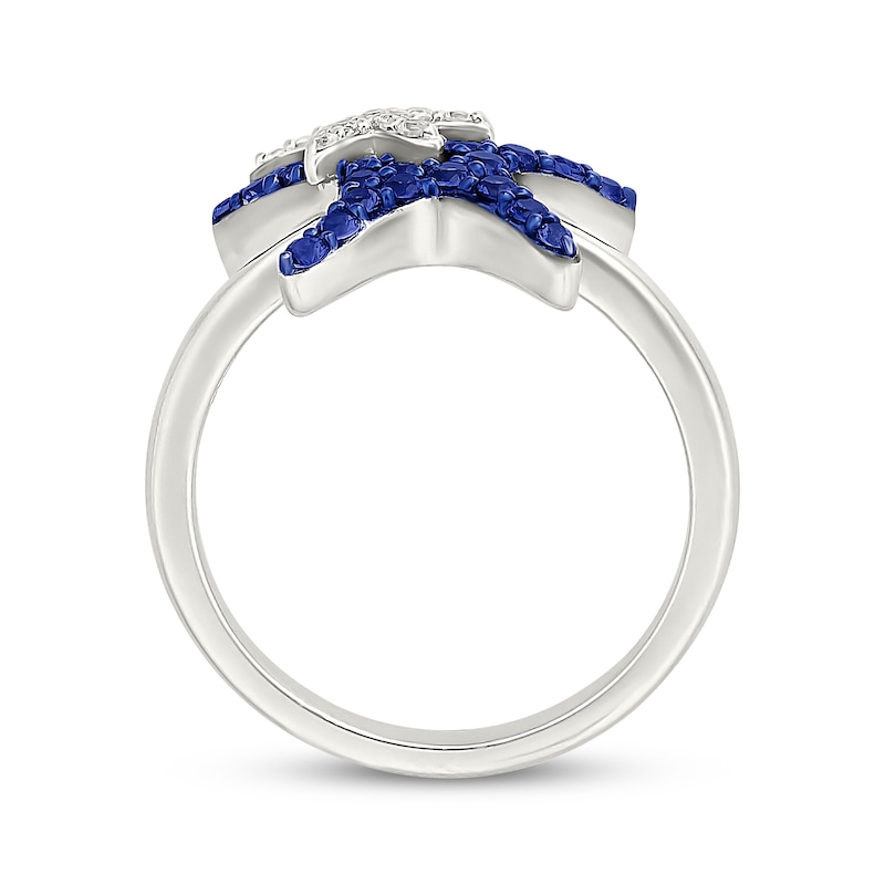 Main Image 3 of Blue & White Lab-Created Sapphire Starfish Ring Sterling Silver