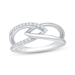 KAY Lab-Grown Diamonds Interlocking Chevron Fashion Ring 1/6 ct tw Sterling Silver