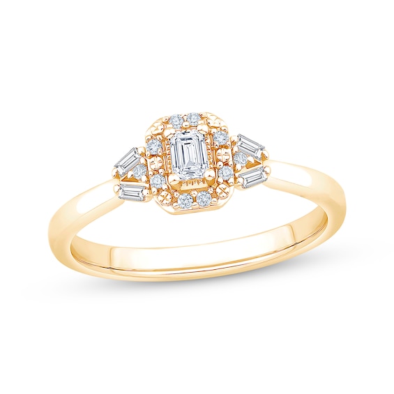 KAY Lab-Grown Diamonds Emerald-Cut Promise Ring 1/5 ct tw 10K Yellow Gold