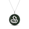 Thumbnail Image 1 of Nephrite Jade Year of the Snake Chinese Zodiac Necklace Sterling Silver 18"