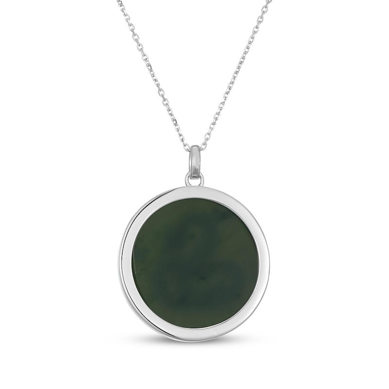 Main Image 3 of Nephrite Jade Year of the Snake Chinese Zodiac Necklace Sterling Silver 18"