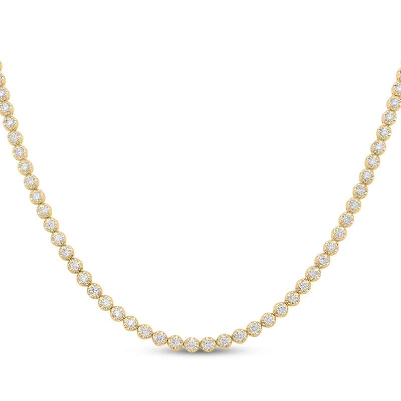 Main Image 1 of Men's KAY Lab-Grown Diamonds Tennis Necklace 8 ct tw 10K Yellow Gold 20"