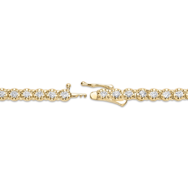Main Image 3 of Men's KAY Lab-Grown Diamonds Tennis Necklace 8 ct tw 10K Yellow Gold 20"