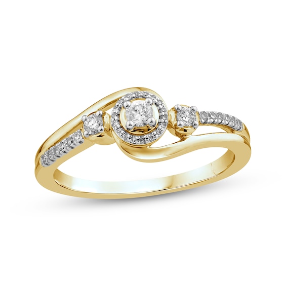 Adore Diamond Swirl Halo Engagement Ring 1/5 ct tw 10K Yellow Gold