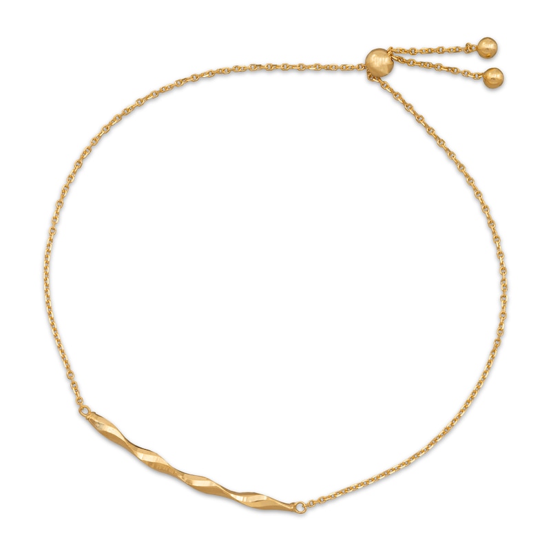 Main Image 1 of Twisted Bar Bolo Bracelet 10K Yellow Gold 9"