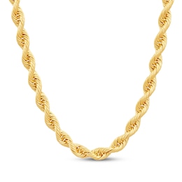 4.5mm Silk Rope Chain Necklace Solid 14K Yellow Gold 22"