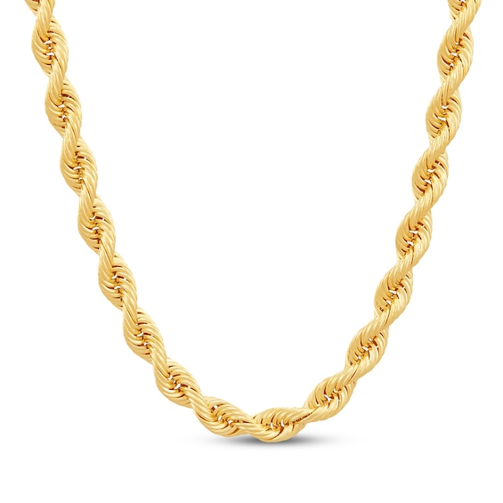 4.5mm Silk Rope Chain Necklace Solid 14K Yellow Gold 22"