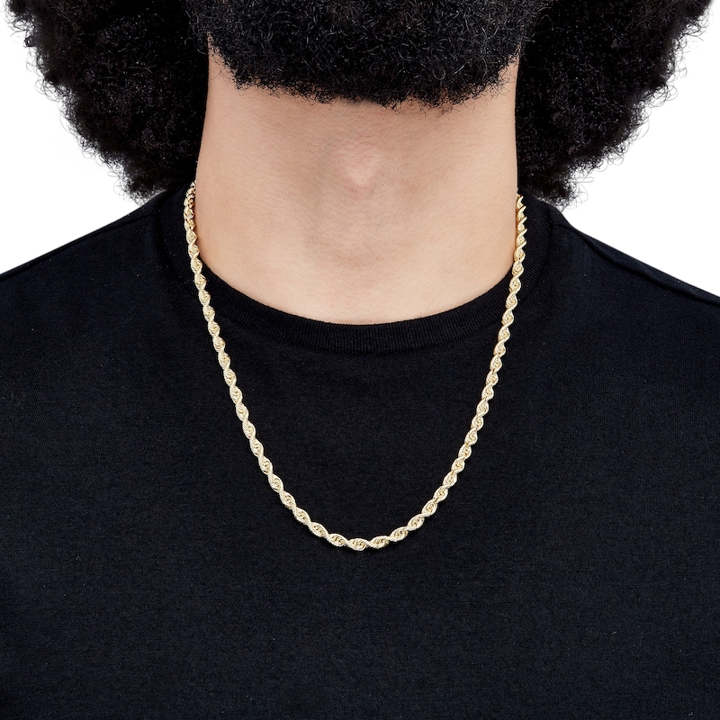 Main Image 4 of 4.5mm Silk Rope Chain Necklace Solid 14K Yellow Gold 22"