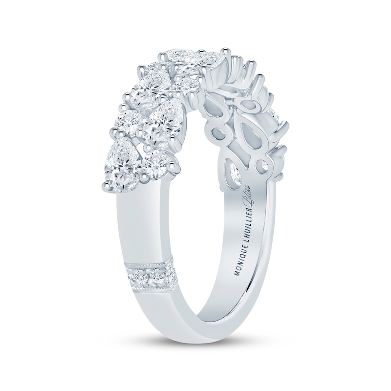 Main Image 2 of Monique Lhuillier Bliss Pear-Shaped & Round-Cut Lab-Grown Diamond Cluster Anniversary Ring 1-1/4 ct tw 18K White Gold
