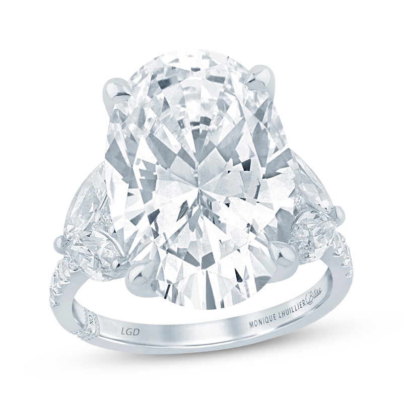 Main Image 1 of Monique Lhuillier Bliss Oval-Cut Lab-Grown Diamond Engagement Ring 11-1/3 ct tw 18K White Gold