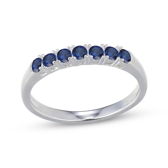 Blue Lab-Created Sapphire Seven-Stone Ring Sterling Silver