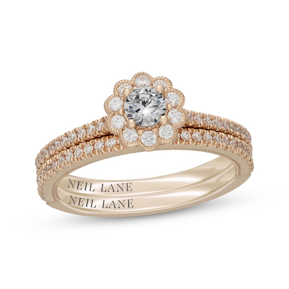 Neil Lane Round-Cut Diamond Flower Frame Bridal Set 5/8 ct tw 14K Yellow Gold