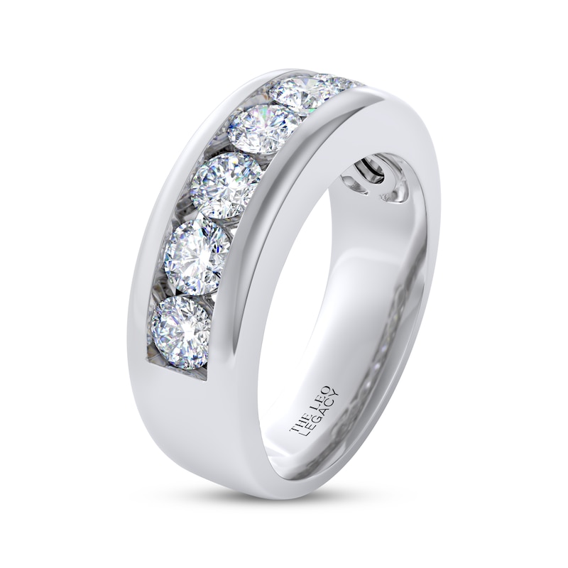 Main Image 2 of Men's THE LEO Legacy Lab-Grown Diamond Seven-Stone Channel Wedding Band 1 ct tw 14K White Gold