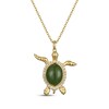 Thumbnail Image 1 of Nephrite Jade & White Lab-Created Sapphire Sea Turtle Necklace 18K Yellow Gold-Plated Sterling Silver 18"