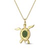 Thumbnail Image 3 of Nephrite Jade & White Lab-Created Sapphire Sea Turtle Necklace 18K Yellow Gold-Plated Sterling Silver 18"