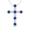 Thumbnail Image 1 of Blue Lab-Created Sapphire & Lab-Created Opal Cross Necklace Sterling Silver 18"