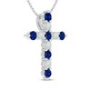 Thumbnail Image 2 of Blue Lab-Created Sapphire & Lab-Created Opal Cross Necklace Sterling Silver 18"