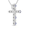 Thumbnail Image 3 of Blue Lab-Created Sapphire & Lab-Created Opal Cross Necklace Sterling Silver 18"