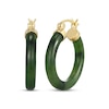 Thumbnail Image 1 of Nephrite Jade Hoop Earrings 18K Yellow Gold-Plated Sterling Silver 25mm