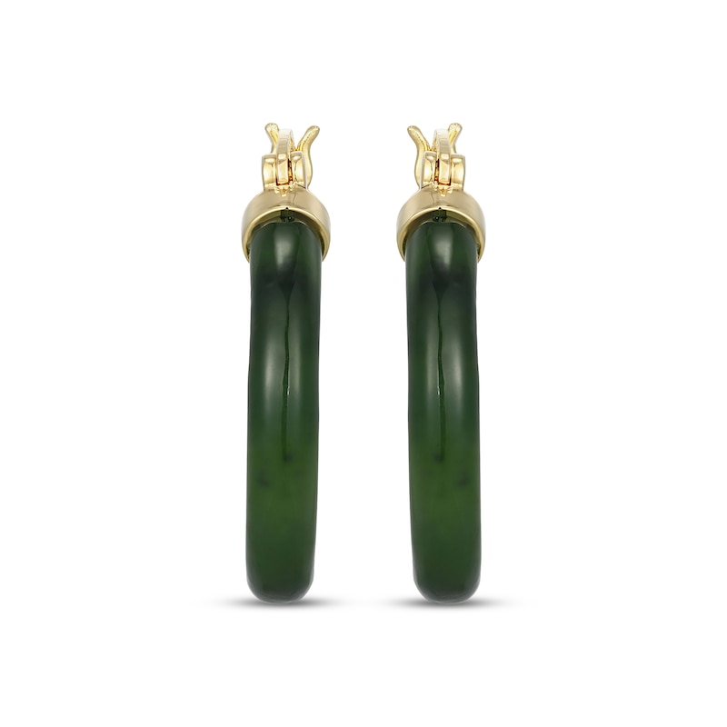 Main Image 2 of Nephrite Jade Hoop Earrings 18K Yellow Gold-Plated Sterling Silver 25mm