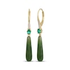 Thumbnail Image 1 of Pear-Shaped Jade, Oval-Cut Lab-Created Emerald & White Lab-Created Sapphire Drop Earrings 18K Yellow Gold-Plated Sterling Silver