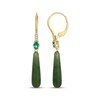 Thumbnail Image 3 of Pear-Shaped Jade, Oval-Cut Lab-Created Emerald & White Lab-Created Sapphire Drop Earrings 18K Yellow Gold-Plated Sterling Silver