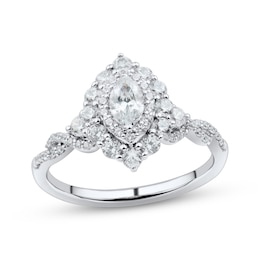Adore Marquise-Cut Diamond Double Halo Engagement Ring 1 ct tw 14K White Gold