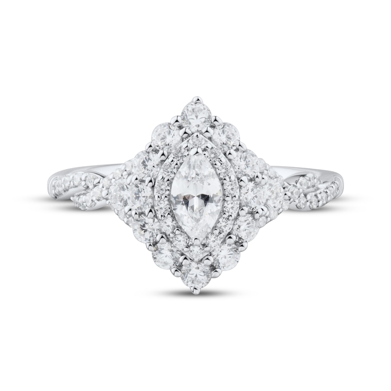 Main Image 3 of Adore Marquise-Cut Diamond Double Halo Engagement Ring 1 ct tw 14K White Gold