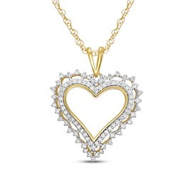 Diamond Heart Outline Necklace 1/4 ct tw 10K Yellow Gold 18"