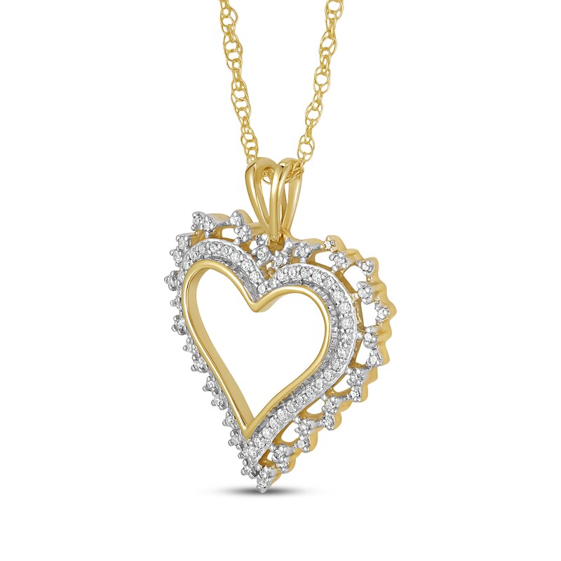 Main Image 2 of Diamond Heart Outline Necklace 1/4 ct tw 10K Yellow Gold 18"
